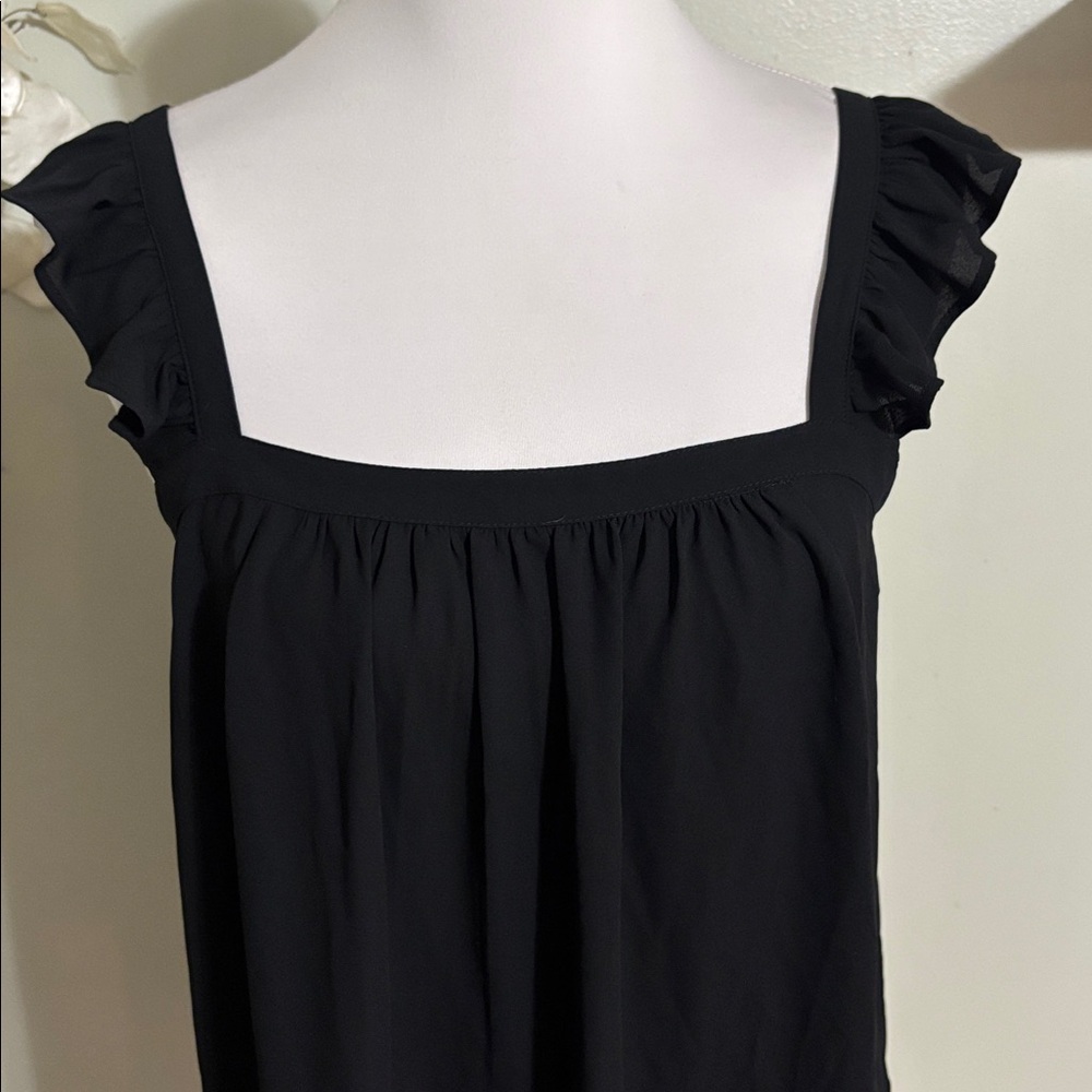 LOFT Black Ruffle Sleeve Blouse - Picture 2 of 4